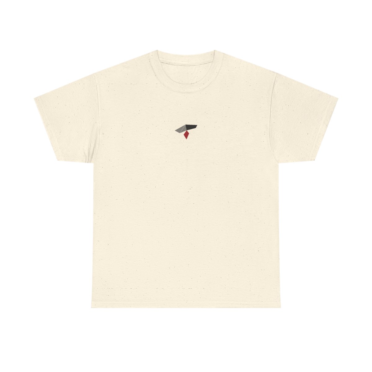 Fold tee in bone cotton, front view, the folded bird mark printed on the centre of the chest
