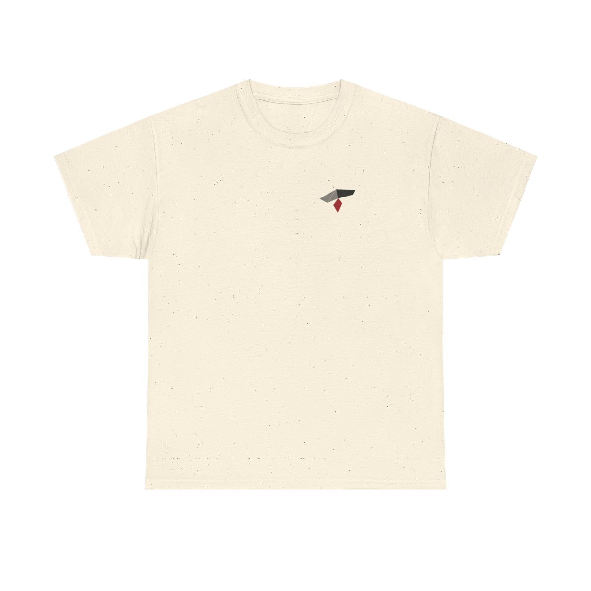 Fold tee in bone cotton, front view, the folded bird mark printed small on the left chest