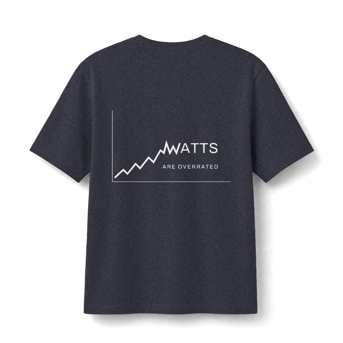 Heather Midnight Navy tee, back view, the same chart print